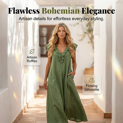 🔥New Arrivals & Special Offers-Women's Casual Sleeveless V-Neck Ruffle Dress