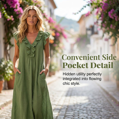 🔥New Arrivals & Special Offers-Women's Casual Sleeveless V-Neck Ruffle Dress