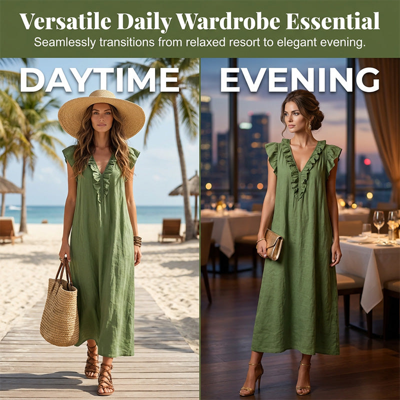 🔥New Arrivals & Special Offers-Women's Casual Sleeveless V-Neck Ruffle Dress