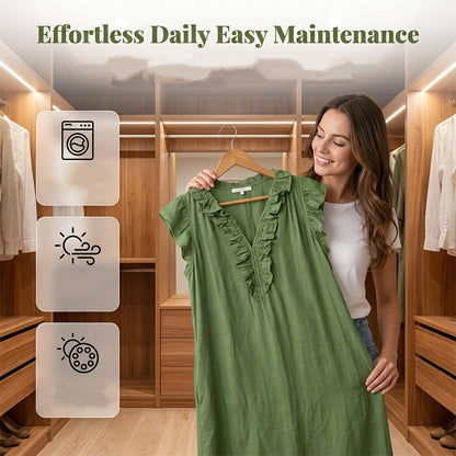 🔥New Arrivals & Special Offers-Women's Casual Sleeveless V-Neck Ruffle Dress