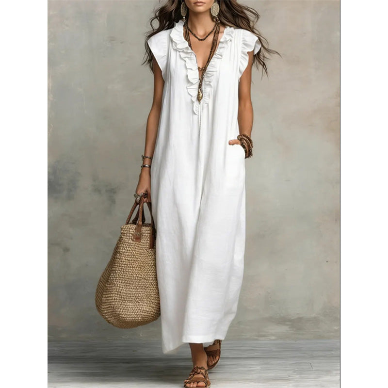 🔥New Arrivals & Special Offers-Women's Casual Sleeveless V-Neck Ruffle Dress