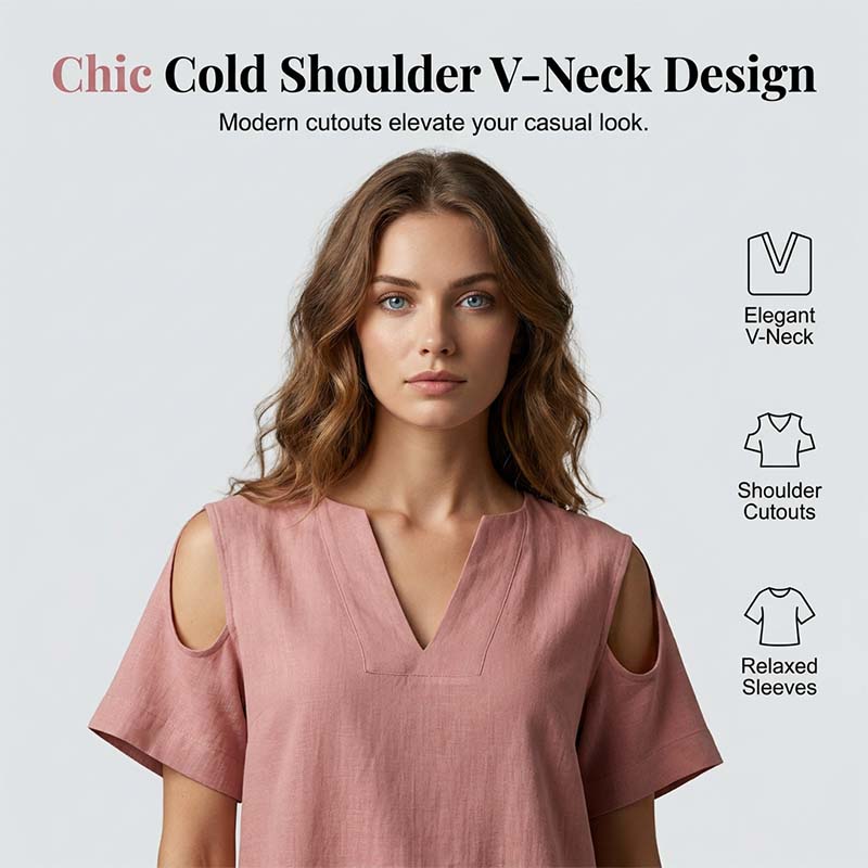 🔥New Arrivals & Special Offers-Solid Color Relaxed Fit Tunic and Trousers Outfit