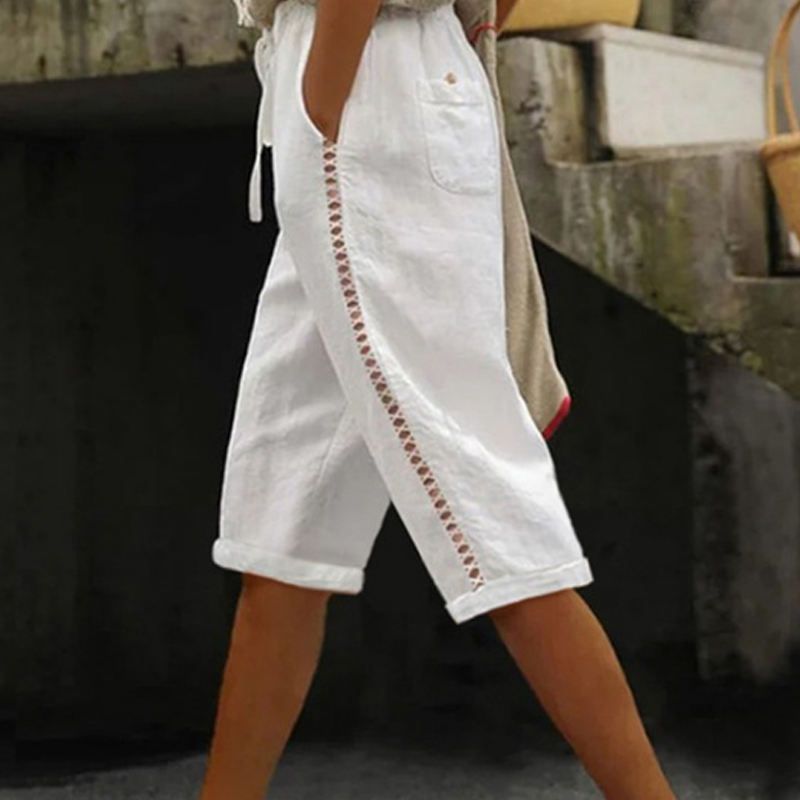 ⌛Limited-time offer-Women's Summer Capri Pants with Lace Cutout Detail
