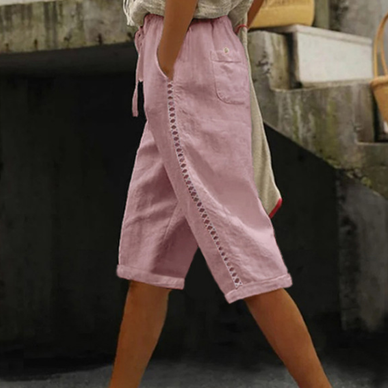 ⌛Limited-time offer-Women's Summer Capri Pants with Lace Cutout Detail