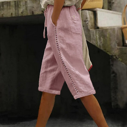 ⌛Limited-time offer-Women's Summer Capri Pants with Lace Cutout Detail