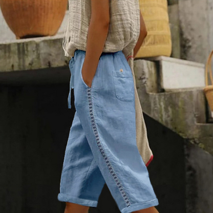 ⌛Limited-time offer-Women's Summer Capri Pants with Lace Cutout Detail