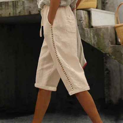 ⌛Limited-time offer-Women's Summer Capri Pants with Lace Cutout Detail