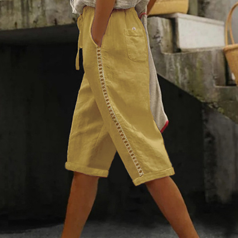 ⌛Limited-time offer-Women's Summer Capri Pants with Lace Cutout Detail
