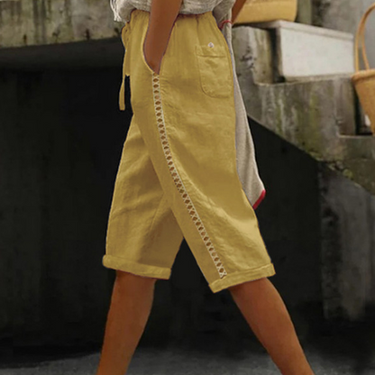 ⌛Limited-time offer-Women's Summer Capri Pants with Lace Cutout Detail
