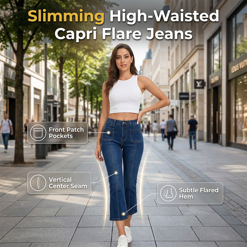 🔥New styles now on sale-Women's High-Waisted Flared Capri Jeans