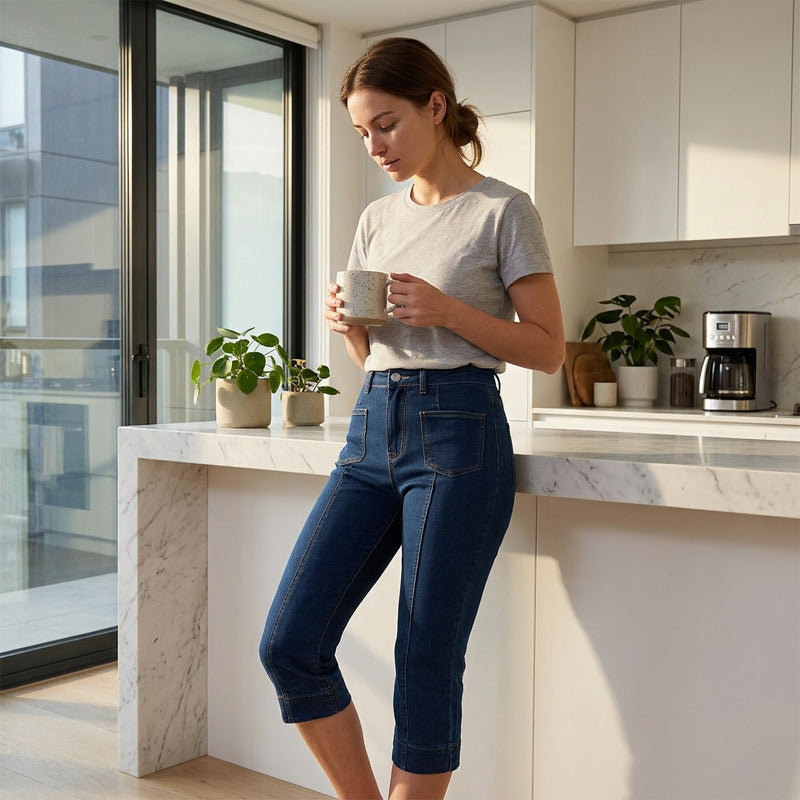 🔥New styles now on sale-Women's High-Waisted Flared Capri Jeans