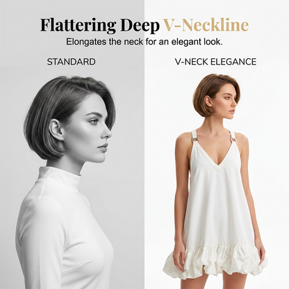 👗 LIMITED-TIME 50% OFF! 💥 V-Neck Bubble Hem Dress – Voluminous Ruffles, Adjustable Straps, Featherlight ✨