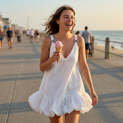 👗 LIMITED-TIME 50% OFF! 💥 V-Neck Bubble Hem Dress – Voluminous Ruffles, Adjustable Straps, Featherlight ✨