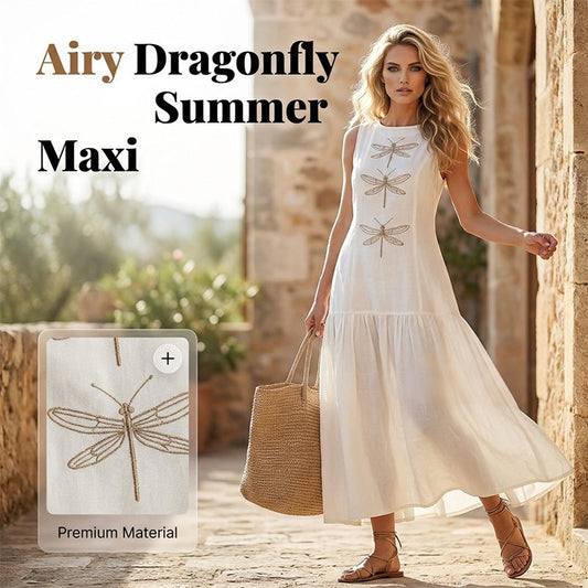 ✨New styles now on sale-Women's Sleeveless Dragonfly Print Loose Fit Dress