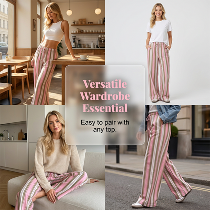 🔥New styles now on sale-Women's Striped Wide-Leg Drawstring Pants