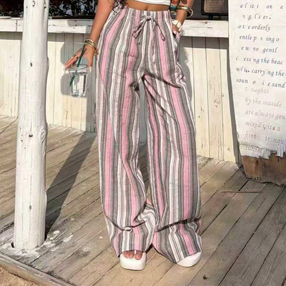 🔥New styles now on sale-Women's Striped Wide-Leg Drawstring Pants