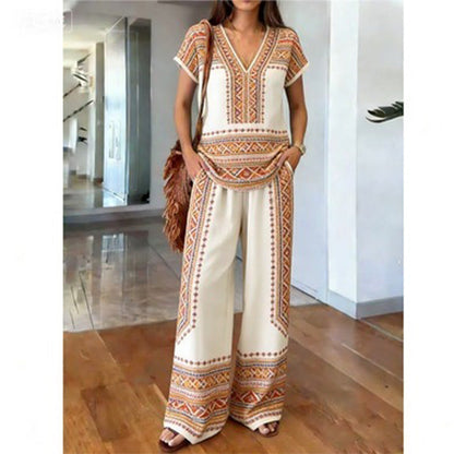 👗 LIMITED-TIME 50% OFF! ✨ Women's Printed Top & Pants Set – Boho Prints, Relaxed Fit, Vacation Ready 🌴