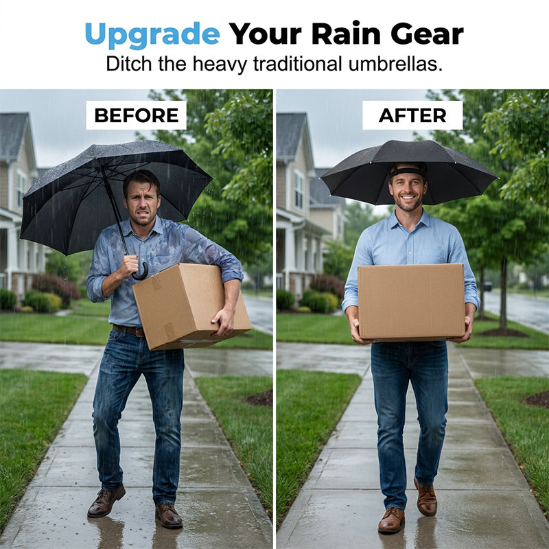 ⌛Today's Special-Lightweight Folding Sun Rain Headwear Umbrella Hat