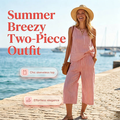 💥Limited-time offer-Women's Striped Wide-Leg Pants Set✨