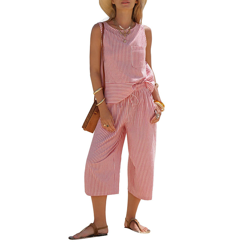 💥Limited-time offer-Women's Striped Wide-Leg Pants Set✨