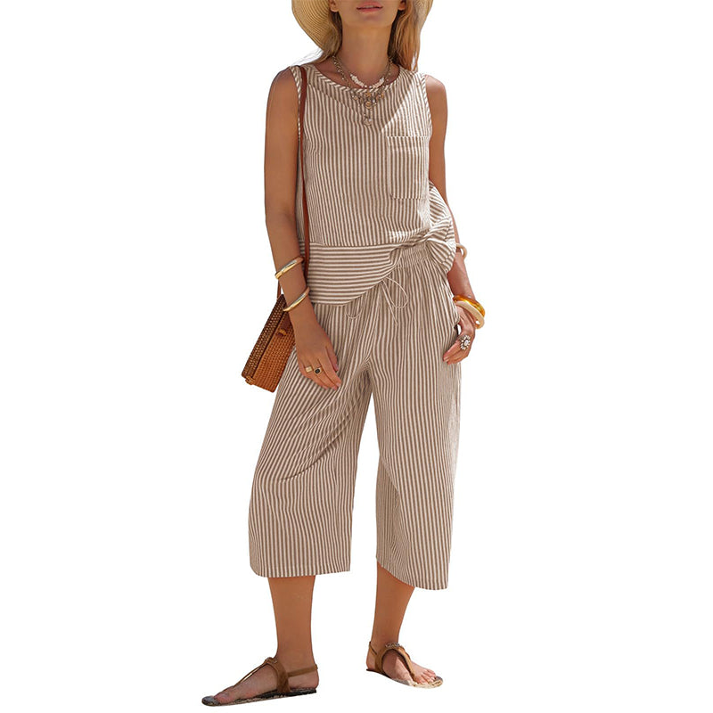 💥Limited-time offer-Women's Striped Wide-Leg Pants Set✨