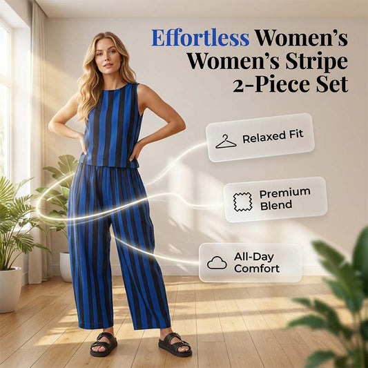 Women's Stripe Top & Pants 2-Piece Set