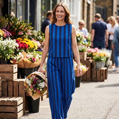 Women's Stripe Top & Pants 2-Piece Set
