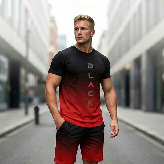 ⌛Limited-time offer-Men's Gradient T-Shirt and Shorts Set
