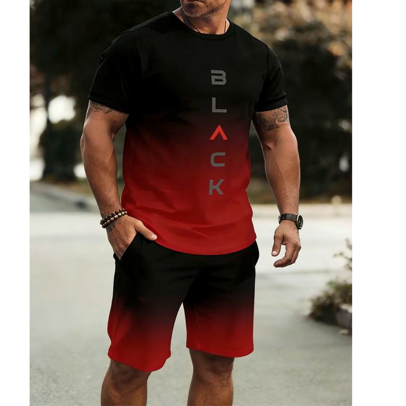 ⌛Limited-time offer-Men's Gradient T-Shirt and Shorts Set