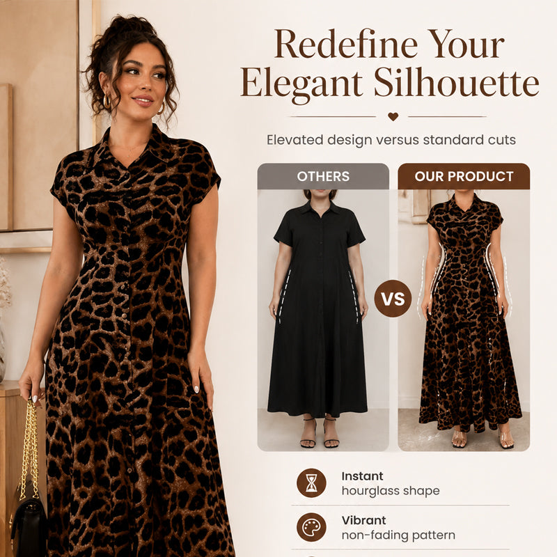 ⏳Limited-time 50% off⏰Women's Elegant Leopard Print Lapel Dress🐆👗