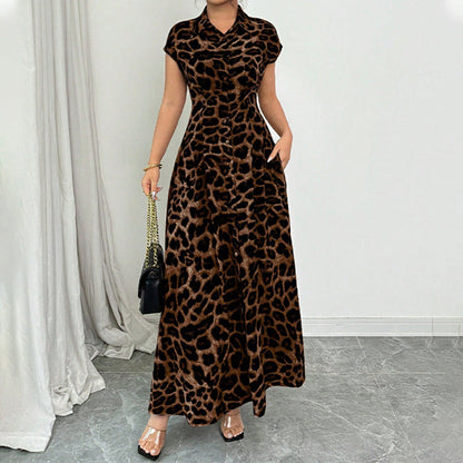 ⏳Limited-time 50% off⏰Women's Elegant Leopard Print Lapel Dress🐆👗
