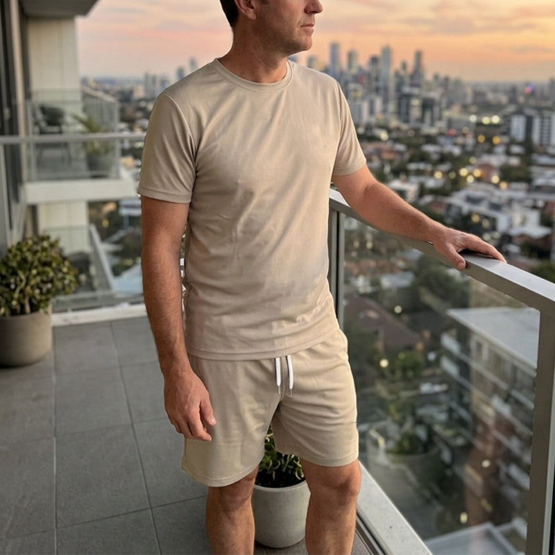 ✨New Arrivals & Special Offers-Men's Letter Tee & Drawstring Shorts Set