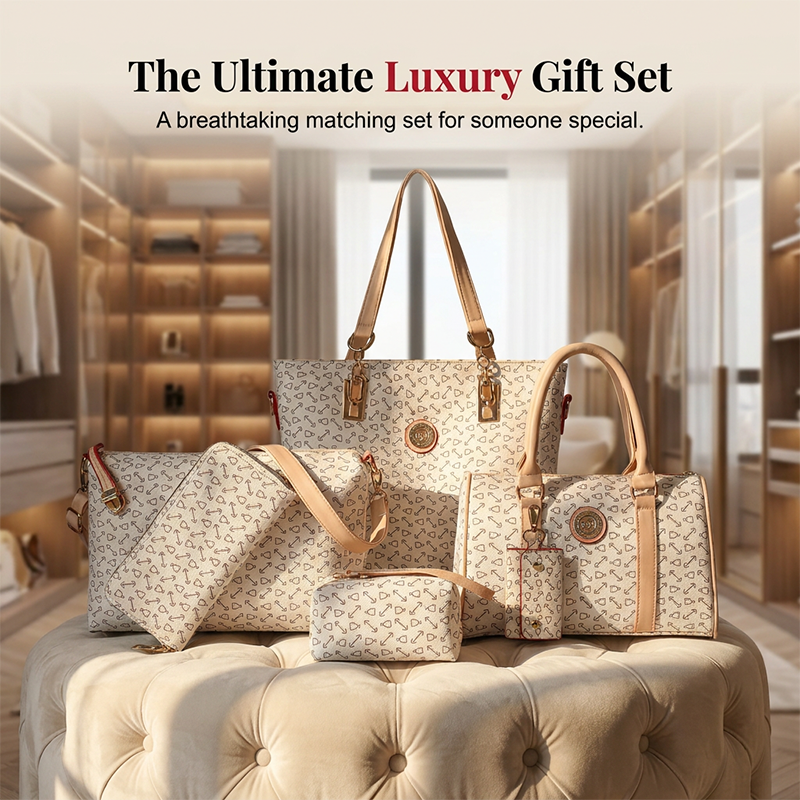 Women 6-Piece Handbag Set Fashion Bone Pattern