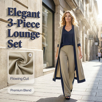 ⌛Limited-time offer-Women’s 3 Piece Outfit Contrast Color Cardigan Vest Pants Set