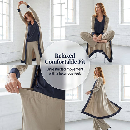 ⌛Limited-time offer-Women’s 3 Piece Outfit Contrast Color Cardigan Vest Pants Set