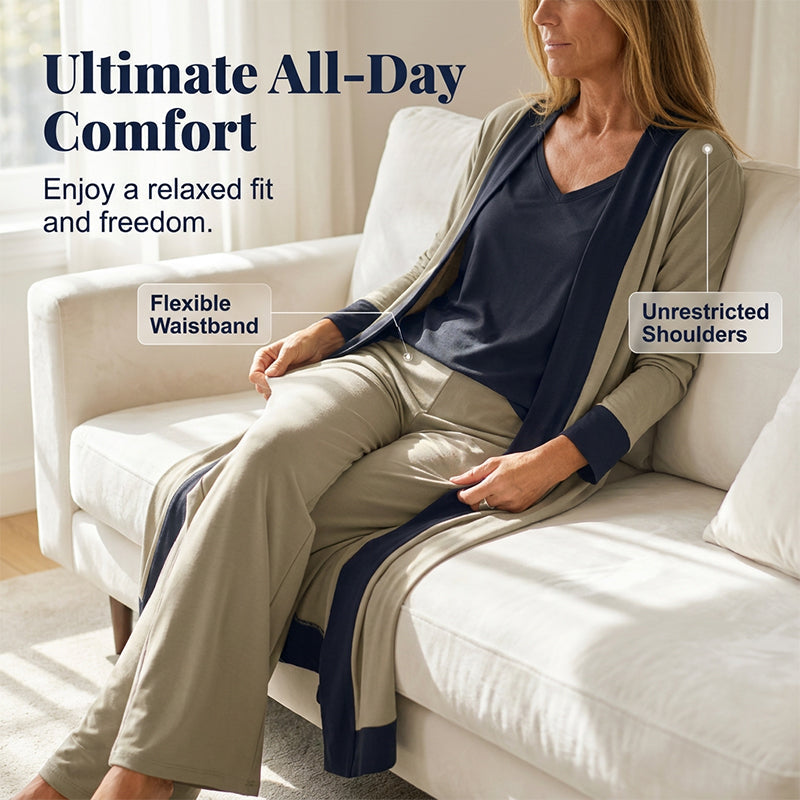 ⌛Limited-time offer-Women’s 3 Piece Outfit Contrast Color Cardigan Vest Pants Set