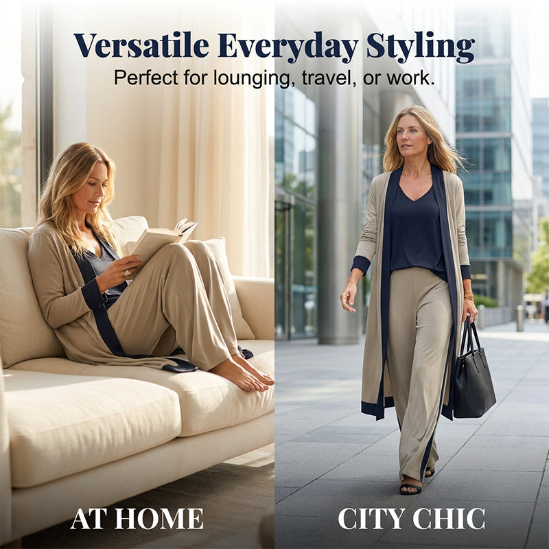 ⌛Limited-time offer-Women’s 3 Piece Outfit Contrast Color Cardigan Vest Pants Set