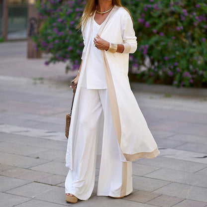 ⌛Limited-time offer-Women’s 3 Piece Outfit Contrast Color Cardigan Vest Pants Set