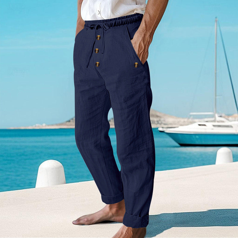 Men's Casual Linen Drawstring Pants