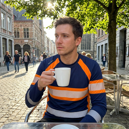 👕 50% OFF NOW! 💥 Men's Casual Contrast Stripe Long Sleeve Top – Color-block & premium blend – Crew neck, lightweight – perfect for layering or stand-alone style ✨