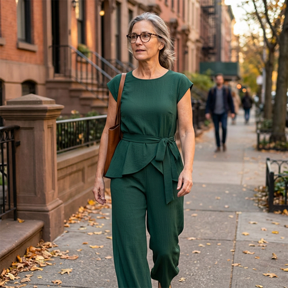 Chic Solid Color Top & Wide-Leg Pants Set