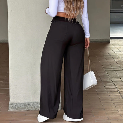 ✨ Easy Everyday Comfort | Women's High-Waisted Straight-Leg Pants with Elastic Back