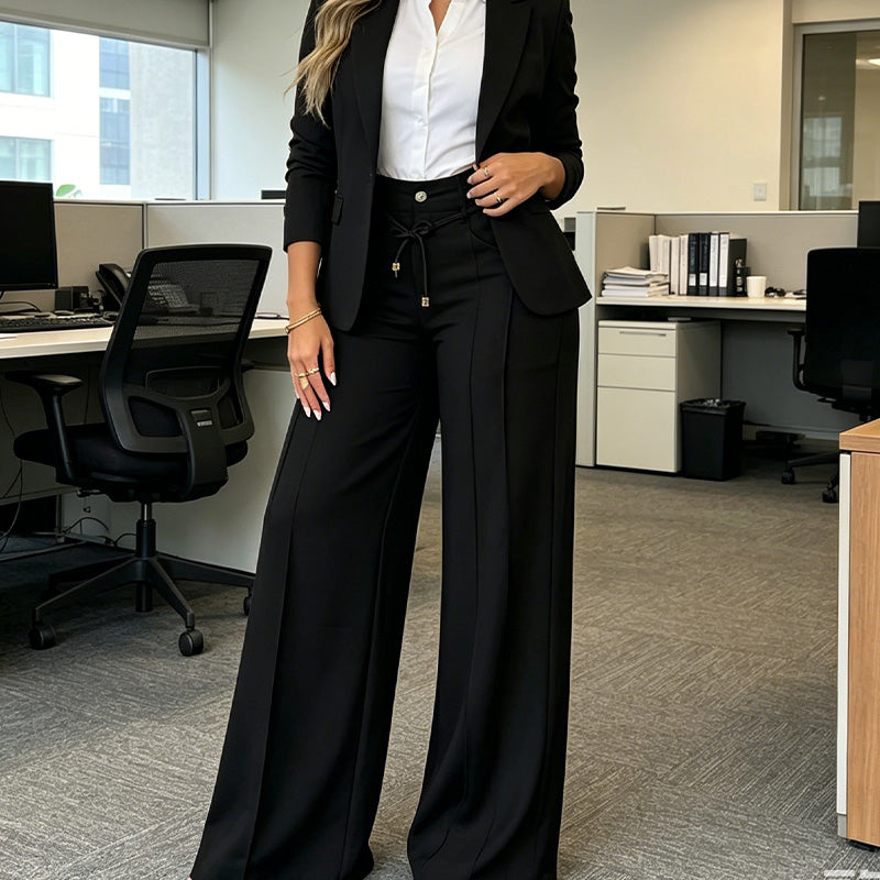 ✨ Easy Everyday Comfort | Women's High-Waisted Straight-Leg Pants with Elastic Back