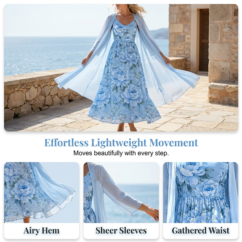 🔥New Arrivals & Best Sellers-Women's Elegant Two-Piece Floral Dress Set
