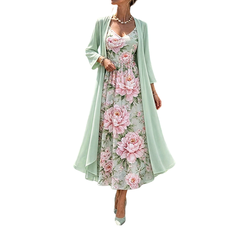 🔥New Arrivals & Best Sellers-Women's Elegant Two-Piece Floral Dress Set