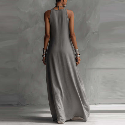 📢📢40% OFF !! ⏰Women's Flowy Sleeveless Colorblock Maxi Dress