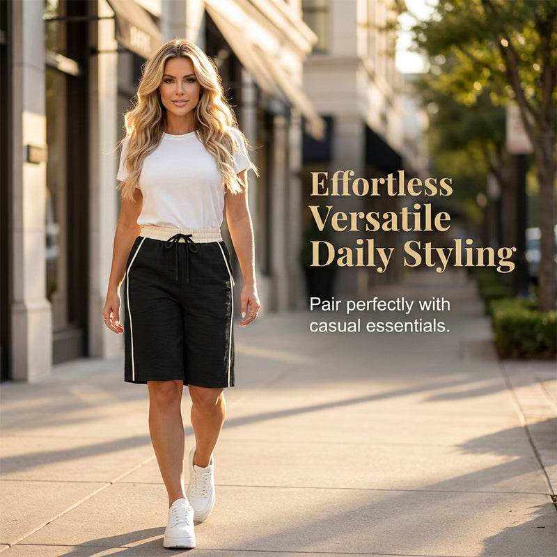 🔥New Arrivals & Best Sellers-High-Waisted Color-Block Casual Shorts