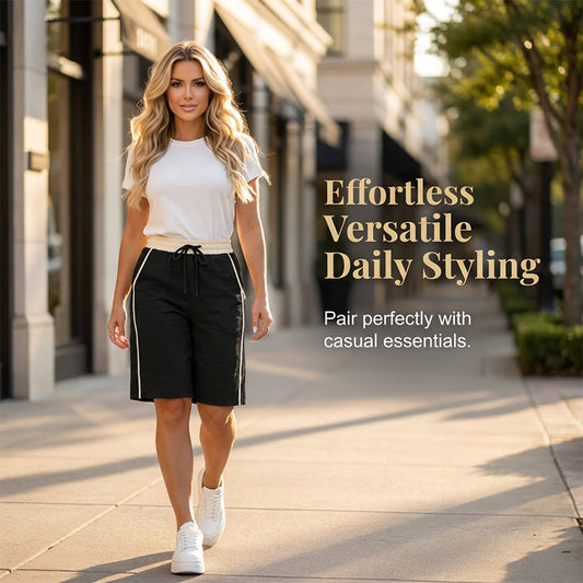 🔥New Arrivals & Best Sellers-High-Waisted Color-Block Casual Shorts
