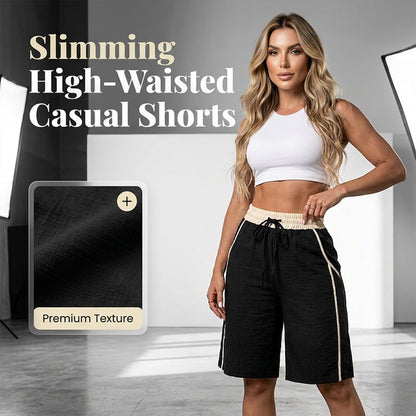 🔥New Arrivals & Best Sellers-High-Waisted Color-Block Casual Shorts