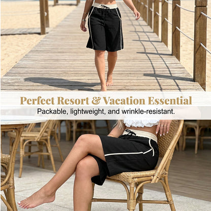 🔥New Arrivals & Best Sellers-High-Waisted Color-Block Casual Shorts